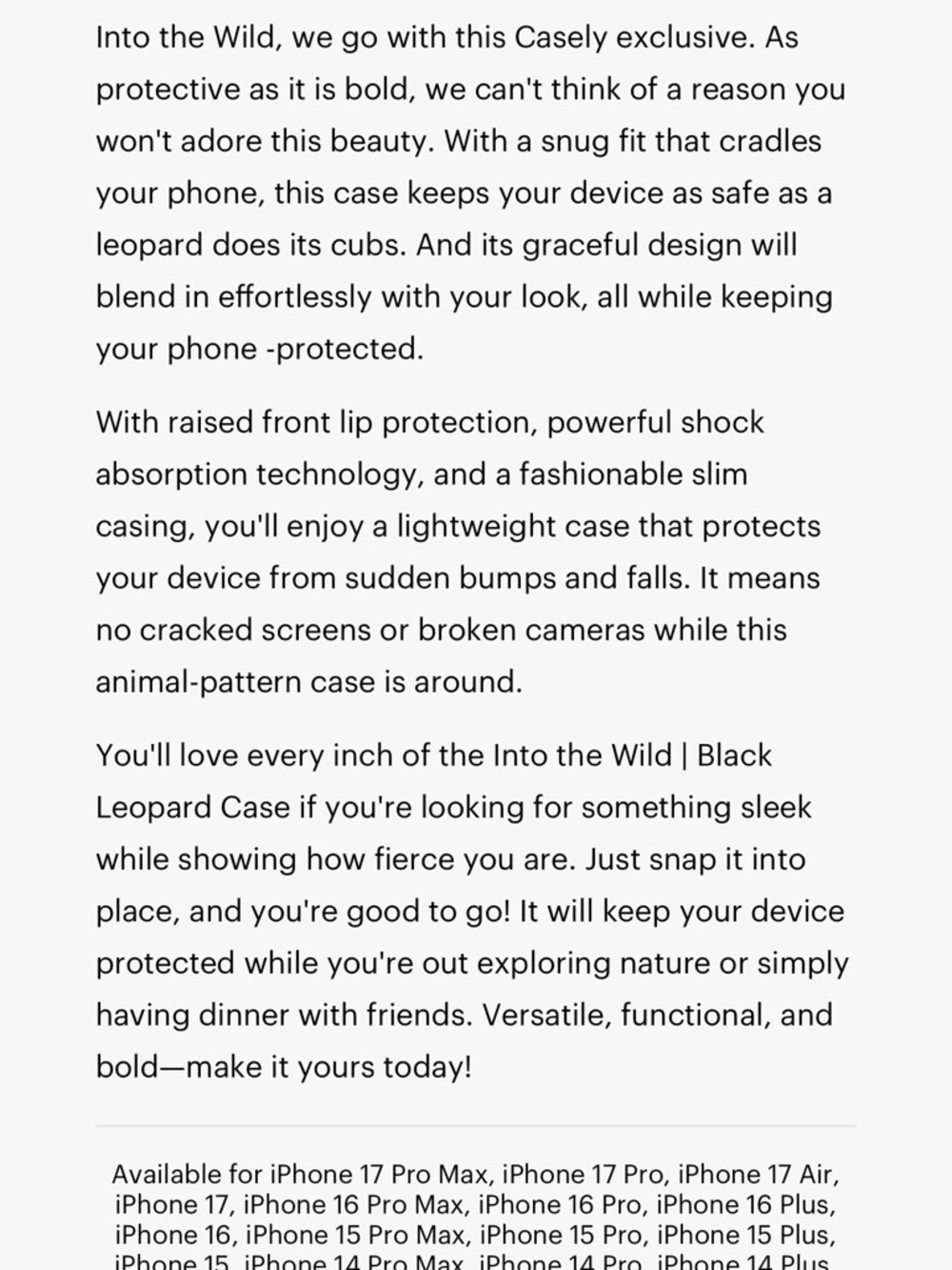 Casely Into the Wild black leopard iPhone 12 Pro Max bold MagSafe case - Picture 3 of 8